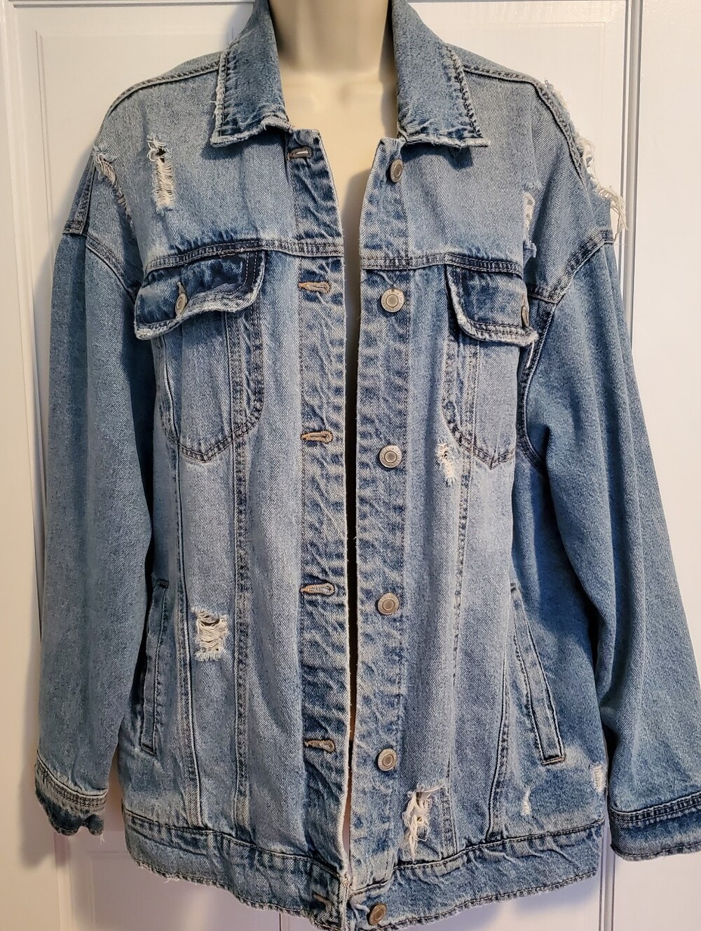Streetwear Society Blue Distressed Denim Jacket